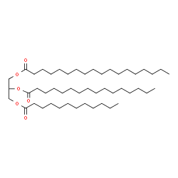 ChemSpider 2D Image | 3-(Dodecanoyloxy)-2-(palmitoyloxy)propyl stearate | C49H94O6