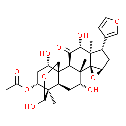 ChemSpider 2D Image | (1S,2R,4R,5R,6S,8R,10S,11S,12R,14R,15R,16R,19S,21R)-6-(3-Furyl)-4,12,16,19-tetrahydroxy-5,11,15-trimethyl-3-oxo-9,17-dioxahexacyclo[13.3.3.0~1,14~.0~2,11~.0~5,10~.0~8,10~]henicos-21-yl acetate | C28H36O10
