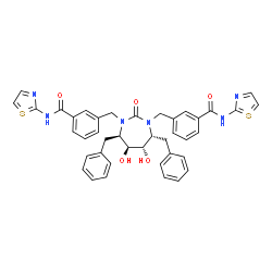 ChemSpider 2D Image | 3-[[(4R,5S,6S,7R)-4,7-dibenzyl-5,6-dihydroxy-2-oxo-3-[[3-(thiazol-2-ylcarbamoyl)phenyl]methyl]-1,3-diazepan-1-yl]methyl]-N-thiazol-2-yl-benzamide | C41H38N6O5S2