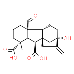 ChemSpider 2D Image | (1alpha,4aalpha,4bbeta,10beta)-4a-Formyl-7-hydroxy-1-methyl-8-methylenegibbane-1,10-dicarboxylic acid | C20H26O6