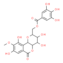ChemSpider 2D Image | (3,4,8,10-Tetrahydroxy-9-methoxy-6-oxo-2,3,4,4a,6,10b-hexahydropyrano[3,2-c]isochromen-2-yl)methyl 3,4,5-trihydroxybenzoate | C21H20O13