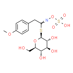ChemSpider 2D Image | 1-S-[2-(4-Methoxyphenyl)-N-(sulfooxy)ethanimidoyl]-1-thio-beta-D-glucopyranose | C15H21NO10S2