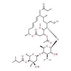 ChemSpider 2D Image | Leucomycin V, 3-acetate 4B-(3-methylbutanoate) 9-propanoate | C45H73NO16