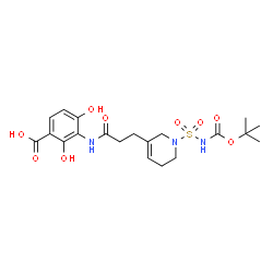 ChemSpider 2D Image | 2,4-Dihydroxy-3-({3-[1-({[(2-methyl-2-propanyl)oxy]carbonyl}sulfamoyl)-1,2,5,6-tetrahydro-3-pyridinyl]propanoyl}amino)benzoic acid | C20H27N3O9S