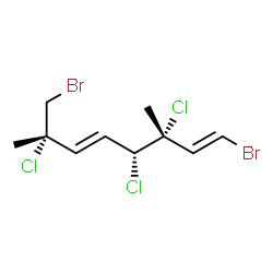 ChemSpider 2D Image | (1E,3R,4R,5E,7S)-1,8-Dibromo-3,4,7-trichloro-3,7-dimethyl-1,5-octadiene | C10H13Br2Cl3
