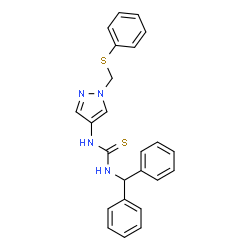 ChemSpider 2D Image | 1-(Diphenylmethyl)-3-{1-[(phenylsulfanyl)methyl]-1H-pyrazol-4-yl}thiourea | C24H22N4S2