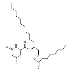 ChemSpider 2D Image | (2S)-1-[(2S)-3-Hexyl-4-oxo-2-oxetanyl]-2-tridecanyl N-formylleucinate | C29H53NO5