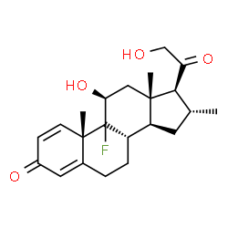 ChemSpider 2D Image | (9xi,11beta,16alpha)-9-Fluoro-11,21-dihydroxy-16-methylpregna-1,4-diene-3,20-dione | C22H29FO4