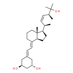 ChemSpider 2D Image | (1S,3S,7E,17beta)-17-[(2R,3Z,5S)-6-Hydroxy-5,6-dimethyl-3-hepten-2-yl]-9,10-secoestra-5,7-diene-1,3-diol | C27H44O3