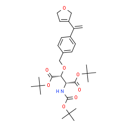 ChemSpider 2D Image | Bis(2-methyl-2-propanyl) (3R)-3-({4-[1-(2,5-dihydro-3-furanyl)vinyl]benzyl}oxy)-N-{[(2-methyl-2-propanyl)oxy]carbonyl}-D-aspartate | C30H43NO8