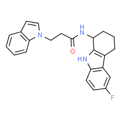 ChemSpider 2D Image | N-(6-Fluoro-2,3,4,9-tetrahydro-1H-carbazol-1-yl)-3-(1H-indol-1-yl)propanamide | C23H22FN3O