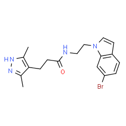 ChemSpider 2D Image | N-[2-(6-Bromo-1H-indol-1-yl)ethyl]-3-(3,5-dimethyl-1H-pyrazol-4-yl)propanamide | C18H21BrN4O