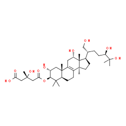 ChemSpider 2D Image | (3S)-3-Hydroxy-3-methyl-5-oxo-5-{[(2alpha,3beta,12alpha,24R)-2,12,21,24,25-pentahydroxylanost-8-en-3-yl]oxy}pentanoic acid | C36H60O10