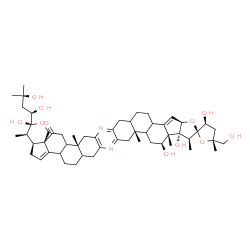 ChemSpider 2D Image | (2R,3S,3'R,4'R,4a'S,5R,11a'R,13'S,13a'S,13b'R,14'S,16a'R,22a'R,24a'S)-3'-[(1R)-1,3-Dihydroxy-3-methylbutyl]-3,3',13',13b'-tetrahydroxy-5-(hydroxymethyl)-4',5,11a',13a',14',22a'-hexamethyl-4,4',4a',5,5
',6b',7',8',8a',9',11',11a',11b',12',13',13a',13b',14',16a',17b',18',19',19a',20',22',22a',22b',23'-octacosahydro-3H-spiro[furan-2,15'-furo[3'',2'':3',4']cyclopenta[1',2':5,6]naphtho[1,2-b]pyrano[3'',
4'':2',3']cyclopenta[1',2':5,6]naphtho[1,2-i | C54H76N2O11