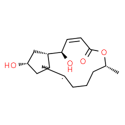 ChemSpider 2D Image | (1R,2Z,6R,11aR,13S,14aS)-1,13-Dihydroxy-6-methyl-1,6,7,8,9,11a,12,13,14,14a-decahydro-4H-cyclopenta[f]oxacyclotridecin-4-one | C16H24O4