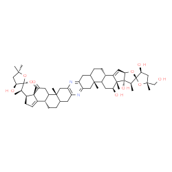 ChemSpider 2D Image | (2R,3S,3'S,3''S,4'R,4a'S,5R,6b'S,11a'R,13'S,13a'S,13b'R,14'S,16a'R,17b'S,22a'R,24a'S)-3,3'',13',13b'-Tetrahydroxy-5-(hydroxymethyl)-4',5,5'',5'',11a',13a',14',22a'-octamethyl-4,4',4'',4a',5,5',5'',6b'
,7',8',8a',9',11',11a',11b',12',13',13a',13b',14',16a',17b',18',19',19a',20',22',22a',22b',23'-triacontahydro-3H,3''H,24'H-dispiro[furan-2,15'-furo[3'',2'':3',4']cyclopenta[1',2':5,6]naphtho[1,2-b]pyr
ano[3'',4'':2',3']cyclopenta[1',2':5,6]napht | C54H74N2O10