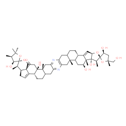 ChemSpider 2D Image | (2R,3S,3'S,3''S,4'R,4''R,4a'S,5R,6b'R,11a'R,13'S,13a'S,13b'R,14'S,16a'R,17b'S,22a'R,22b'R,24a'S)-3,3'',13',13b',22b'-Pentahydroxy-5-(hydroxymethyl)-4',4'',5,5'',5'',11a',13a',14',22a'-nonamethyl-4,4',
4'',4a',5,5',5'',6b',7',8',8a',9',11',11a',11b',12',13',13a',13b',14',16a',17b',18',19',19a',20',22',22a',22b',23'-triacontahydro-3H,3''H,24'H-dispiro[furan-2,15'-furo[3'',2'':3',4']cyclopenta[1',2':5
,6]naphtho[1,2-b]pyrano[3'',4'':2',3']cyclop | C55H76N2O11