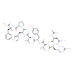 ChemSpider 2D Image | Methyl N~2~-acetyl-L-asparaginyl-L-arginyl-L-valyl-L-tyrosyl-L-valyl-L-histidyl-L-prolyl-alpha-methyl-L-phenylalaninate | C53H76N14O12