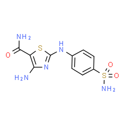 ChemSpider 2D Image | 4-Amino-2-[(4-sulfamoylphenyl)amino]-1,3-thiazole-5-carboxamide | C10H11N5O3S2