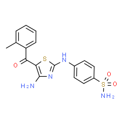 ChemSpider 2D Image | 4-{[4-Amino-5-(2-methylbenzoyl)-1,3-thiazol-2-yl]amino}benzenesulfonamide | C17H16N4O3S2