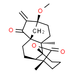 ChemSpider 2D Image | (1S,2R,5S,8R,11R,12R)-5-Methoxy-2,12-dimethyl-6-methylene-16-oxapentacyclo[10.3.2.1~5,8~.0~1,11~.0~2,8~]octadecane-7,17-dione | C21H28O4