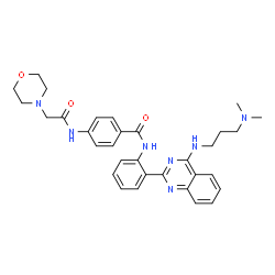 ChemSpider 2D Image | N-[2-(4-{[3-(Dimethylamino)propyl]amino}-2-quinazolinyl)phenyl]-4-[(4-morpholinylacetyl)amino]benzamide | C32H37N7O3