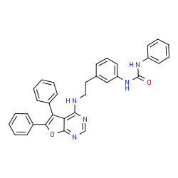ChemSpider 2D Image | 1-(3-{2-[(5,6-Diphenylfuro[2,3-d]pyrimidin-4-yl)amino]ethyl}phenyl)-3-phenylurea | C33H27N5O2