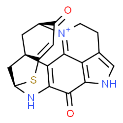 ChemSpider 2D Image | (1R,14R,19S)-11,18-Dioxo-15-thia-9,13-diaza-4-azoniaheptacyclo[12.6.1.1~3,7~.0~1,16~.0~2,12~.0~4,19~.0~10,22~]docosa-2(12),3,7,10(22),16-pentaene | C18H14N3O2S