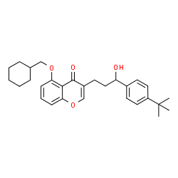 ChemSpider 2D Image | 5-(Cyclohexylmethoxy)-3-{3-hydroxy-3-[4-(2-methyl-2-propanyl)phenyl]propyl}-4H-chromen-4-one | C29H36O4