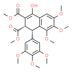 ChemSpider 2D Image | Dimethyl (1S,2S)-4-hydroxy-6,7,8-trimethoxy-1-(3,4,5-trimethoxyphenyl)-1,2-dihydro-2,3-naphthalenedicarboxylate | C26H30O11