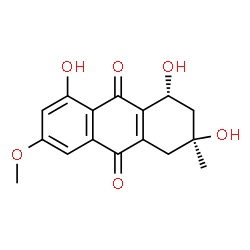 ChemSpider 2D Image | (1R,3S)-1,2,3,4-Tetrahydro-1,3,8-trihydroxy-6-methoxy-3-methyl-9,10-anthracenedione | C16H16O6