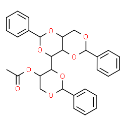 ChemSpider 2D Image | 4-(2,6-Diphenyltetrahydro[1,3]dioxino[5,4-d][1,3]dioxin-4-yl)-2-phenyl-1,3-dioxan-5-yl acetate | C30H30O8