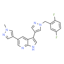 ChemSpider 2D Image | 3-[1-(2,5-Difluorobenzyl)-1H-pyrazol-4-yl]-5-(1-methyl-1H-pyrazol-4-yl)-1H-pyrrolo[2,3-b]pyridine | C21H16F2N6
