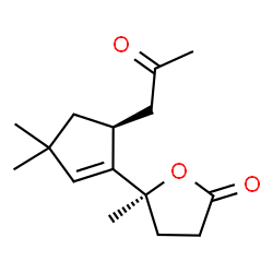 ChemSpider 2D Image | (5S)-5-[(5S)-3,3-Dimethyl-5-(2-oxopropyl)-1-cyclopenten-1-yl]-5-methyldihydro-2(3H)-furanone | C15H22O3