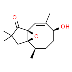 ChemSpider 2D Image | (1R,2R,5S,6Z,8S)-5-Hydroxy-2,6,10,10-tetramethyl-12-oxatricyclo[6.3.1.0~1,8~]dodec-6-en-9-one | C15H22O3