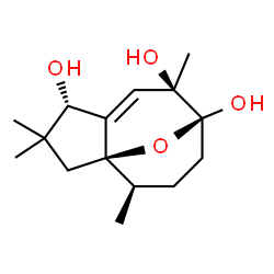 ChemSpider 2D Image | (1R,4S,7R,8S,11R)-3,3,7,11-Tetramethyl-12-oxatricyclo[6.3.1.0~1,5~]dodec-5-ene-4,7,8-triol | C15H24O4