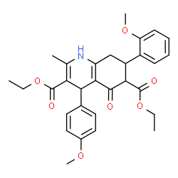 ChemSpider 2D Image | Diethyl 7-(2-methoxyphenyl)-4-(4-methoxyphenyl)-2-methyl-5-oxo-1,4,5,6,7,8-hexahydro-3,6-quinolinedicarboxylate | C30H33NO7