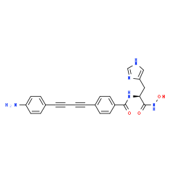 ChemSpider 2D Image | Nalpha-{4-[4-(4-Aminophenyl)-1,3-butadiyn-1-yl]benzoyl}-N-hydroxy-L-histidinamide | C23H19N5O3