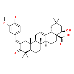 ChemSpider 2D Image | (2E,22beta)-22-Hydroxy-2-(4-hydroxy-3-methoxybenzylidene)-3-oxoolean-12-en-28-oic acid | C38H52O6