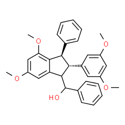ChemSpider 2D Image | [(2S,3R)-2-(3,5-Dimethoxyphenyl)-4,6-dimethoxy-3-phenyl-2,3-dihydro-1H-inden-1-yl](phenyl)methanol | C32H32O5