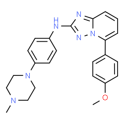 ChemSpider 2D Image | 5-(4-Methoxyphenyl)-N-[4-(4-methyl-1-piperazinyl)phenyl][1,2,4]triazolo[1,5-a]pyridin-2-amine | C24H26N6O