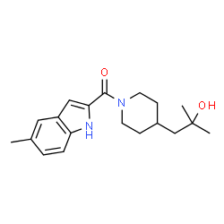 ChemSpider 2D Image | [4-(2-Hydroxy-2-methylpropyl)-1-piperidinyl](5-methyl-1H-indol-2-yl)methanone | C19H26N2O2