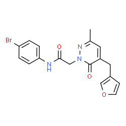ChemSpider 2D Image | N-(4-Bromophenyl)-2-[5-(3-furylmethyl)-3-methyl-6-oxo-1(6H)-pyridazinyl]acetamide | C18H16BrN3O3