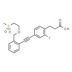 ChemSpider 2D Image | 3-{2-Fluoro-4-[(2-{[2-(methylsulfonyl)ethoxy]methyl}phenyl)ethynyl]phenyl}propanoic acid | C21H21FO5S