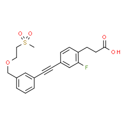 ChemSpider 2D Image | 3-{2-Fluoro-4-[(3-{[2-(methylsulfonyl)ethoxy]methyl}phenyl)ethynyl]phenyl}propanoic acid | C21H21FO5S