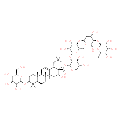 ChemSpider 2D Image | (2R,3R,4S,5R)-3-{[(3R,4S,5R,6S)-5-{[(2R,4S,5R,6R)-4,6-Dihydroxy-5-{[(2S,3R,4R,5R,6S)-3,4,5-trihydroxy-6-methyltetrahydro-2H-pyran-2-yl]oxy}tetrahydro-2H-pyran-2-yl]oxy}-3,4-dihydroxy-6-methyltetrahydr
o-2H-pyran-2-yl]oxy}-4,5-dihydroxytetrahydro-2H-pyran-2-yl (4aR,5R,6aS,6bR,8aR,10S,12aR,12bR,14bS)-5-hydroxy-2,2,6a,6b,9,9,12a-heptamethyl-10-{[(2R,3R,4S,5S,6R)-3,4,5-trihydroxy-6-(hydroxymethyl)tetra
hydro-2H-pyran-2-yl]oxy}-1,3,4,5,6,6a,6b,7,8 | C58H94O25