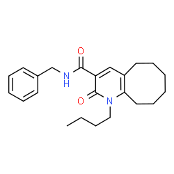 ChemSpider 2D Image | N-Benzyl-1-butyl-2-oxo-1,2,5,6,7,8,9,10-octahydrocycloocta[b]pyridine-3-carboxamide | C23H30N2O2