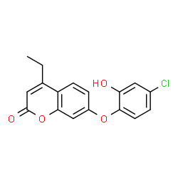 ChemSpider 2D Image | 7-(4-Chloro-2-hydroxyphenoxy)-4-ethyl-2H-chromen-2-one | C17H13ClO4