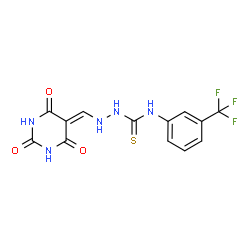 ChemSpider 2D Image | N-[3-(Trifluoromethyl)phenyl]-2-[(2,4,6-trioxotetrahydro-5(2H)-pyrimidinylidene)methyl]hydrazinecarbothioamide | C13H10F3N5O3S