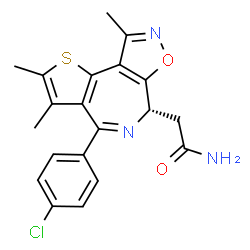 ChemSpider 2D Image | 2-[(6S)-4-(4-Chlorophenyl)-2,3,9-trimethyl-6H-[1,2]oxazolo[5,4-c]thieno[2,3-e]azepin-6-yl]acetamide | C20H18ClN3O2S